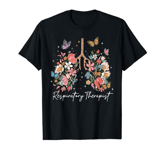Respiratory Therapist Therapy Lung Happy Easter Day Floral T-Shirt