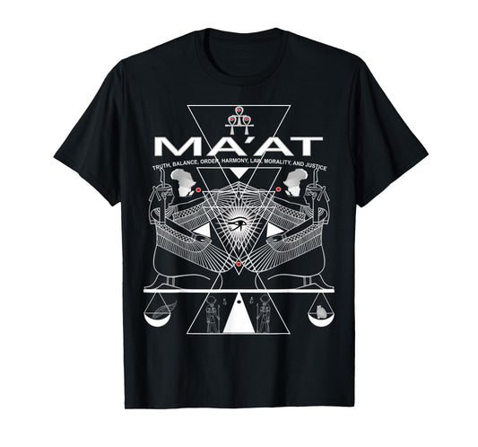 Egyptian Goddess Maat Shirt Kemetic Ankh Pyramid Africa T-Shirt