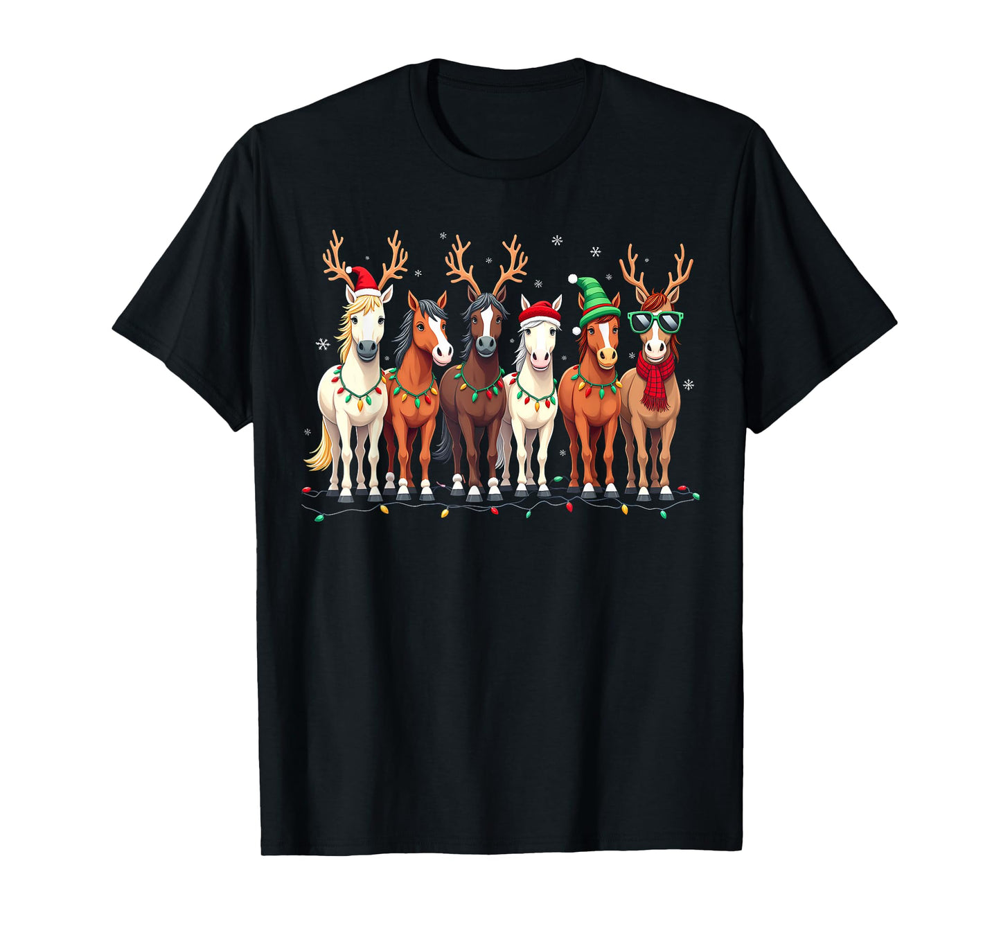 Horse Lover Santa Hat Christmas Xmas Holiday Girls Pajamas T-Shirt