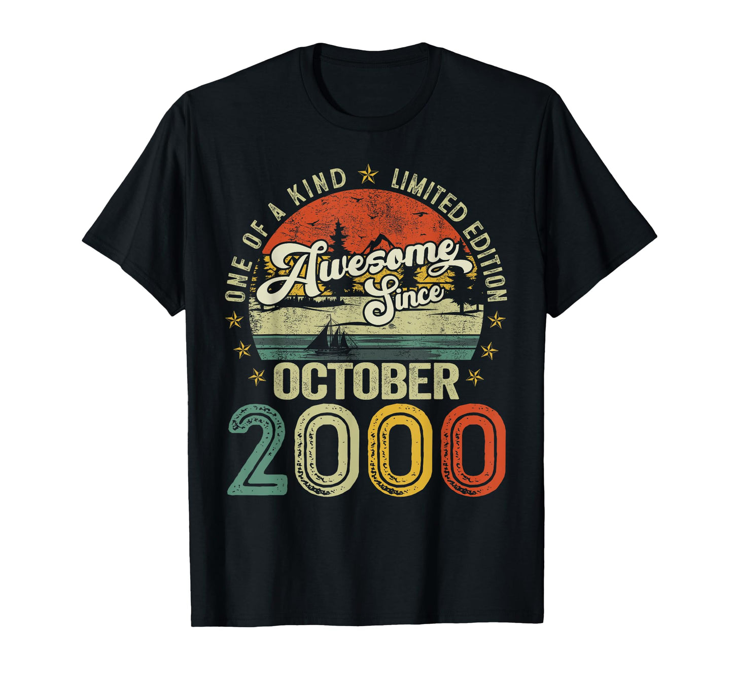 Awesome Since October 2000 Vintage Retro 25th Birthday Men T-Shirt