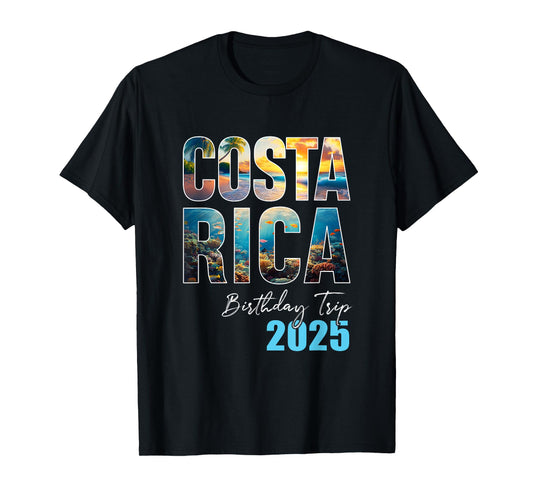 Costa Rica Birthday Trip 2025 Cruise T-Shirt - Unisex-Adult, Black, Small, Short Sleeve, Cotton 65% Polyester 35%, Novelty T-Shirt