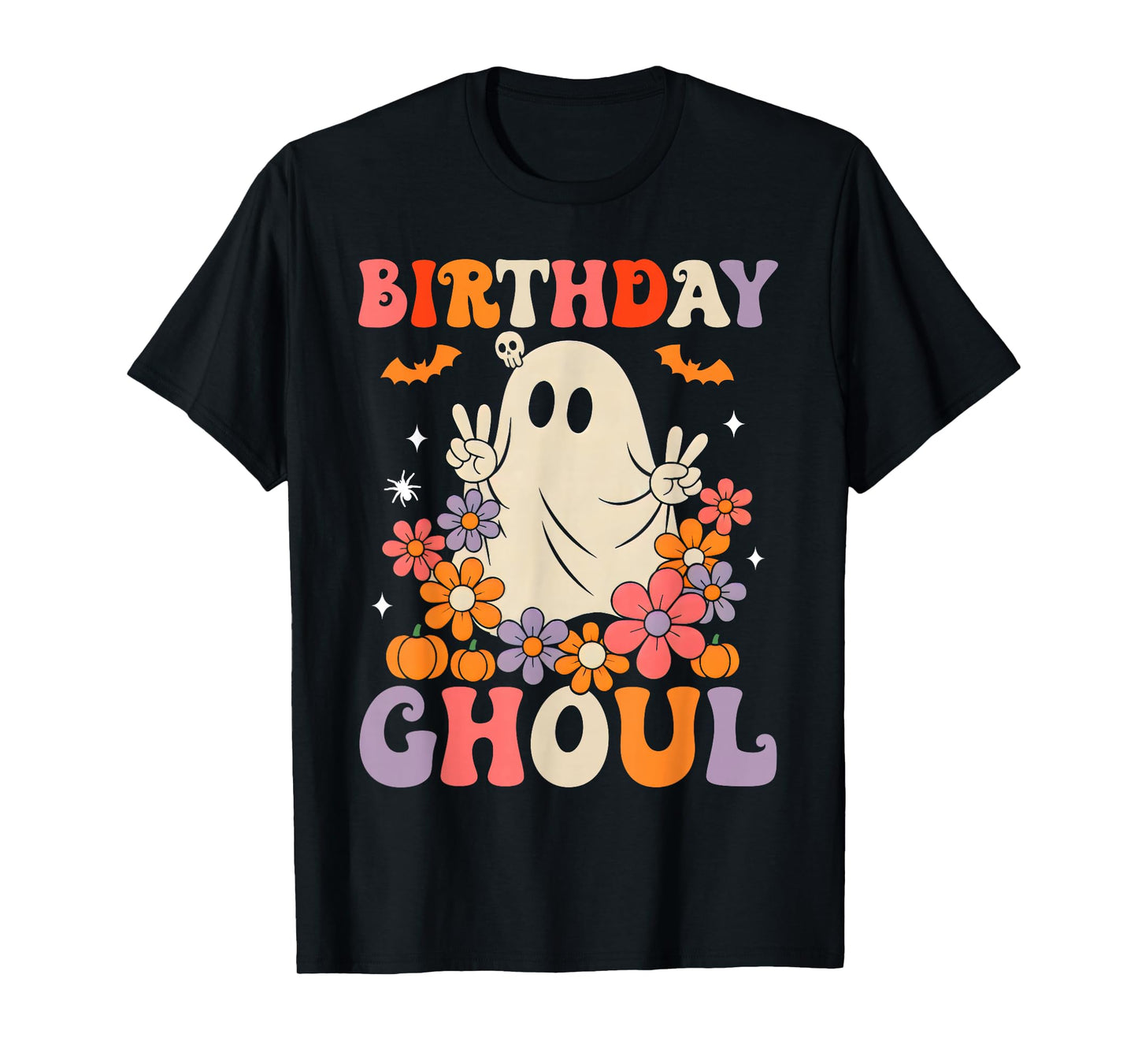 Birthday Ghoul Floral Ghost Halloween Women Girls Teens T-Shirt