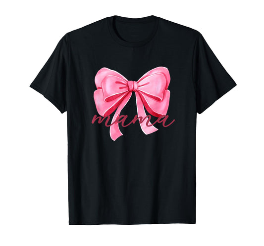 Mama Pink Bow Birthday Baby Shower Family Pink Ribbon T-Shirt