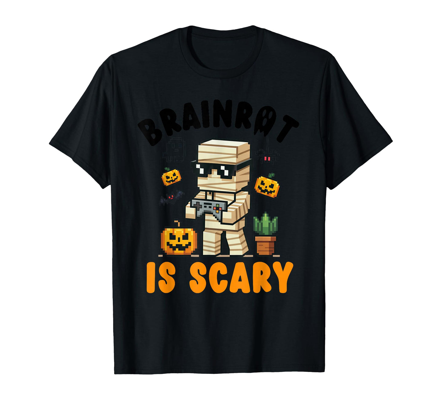 Brain Rot Costume Shirt Kids Halloween Scary Teen Boys Gamer T-Shirt