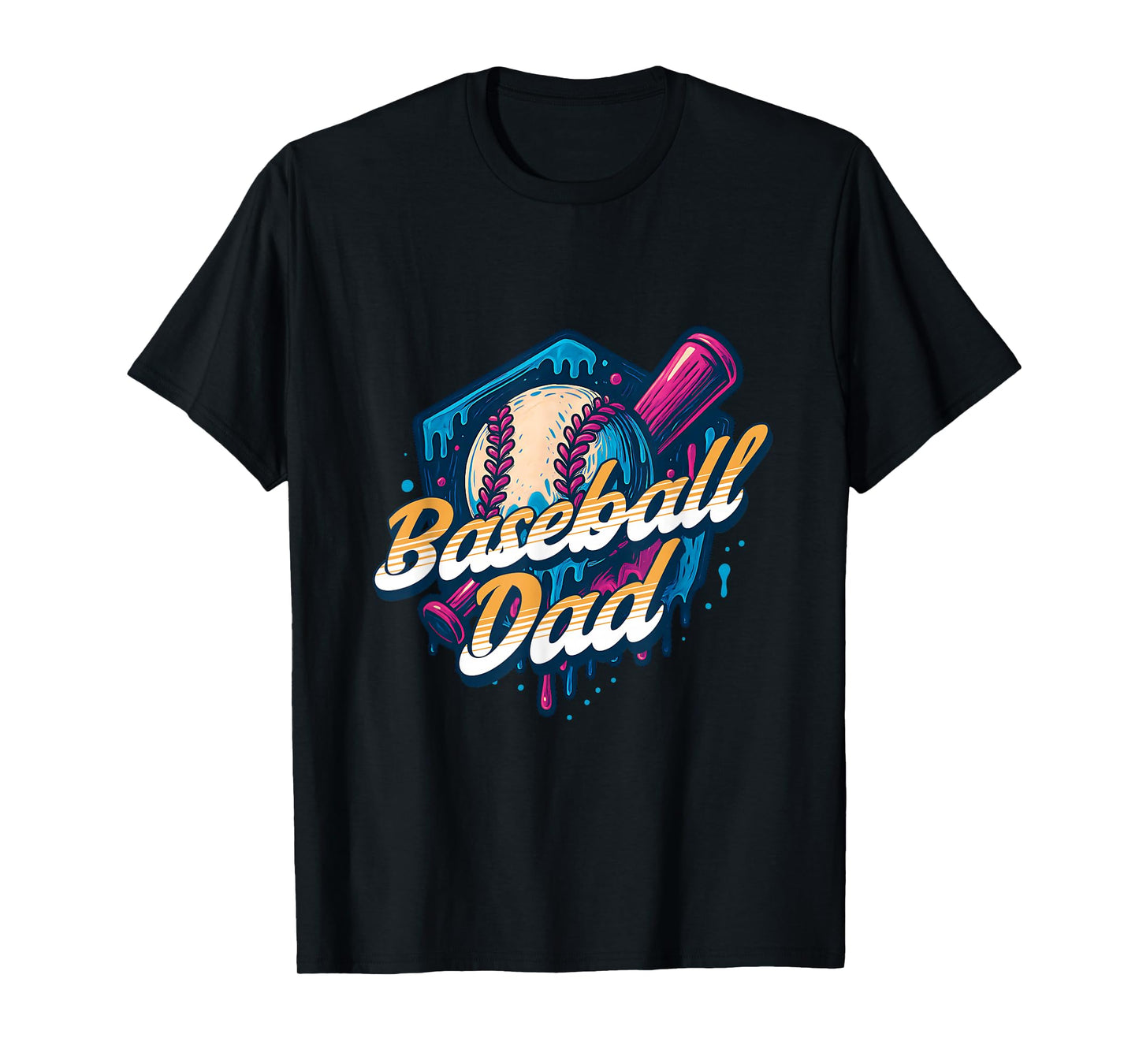 Baseball Dad Kids Birthday Baseball Drip Ice Cream Family T-Shirt