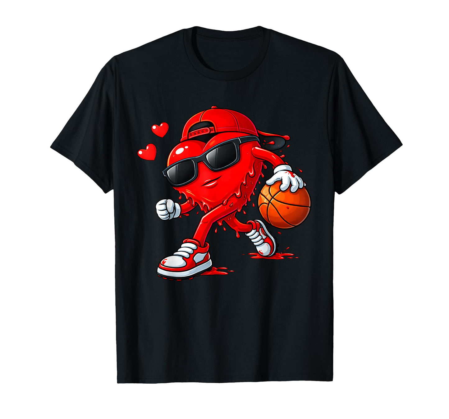 Valentine Basketball Heart Drip Sport Valentines Day Boys T-Shirt
