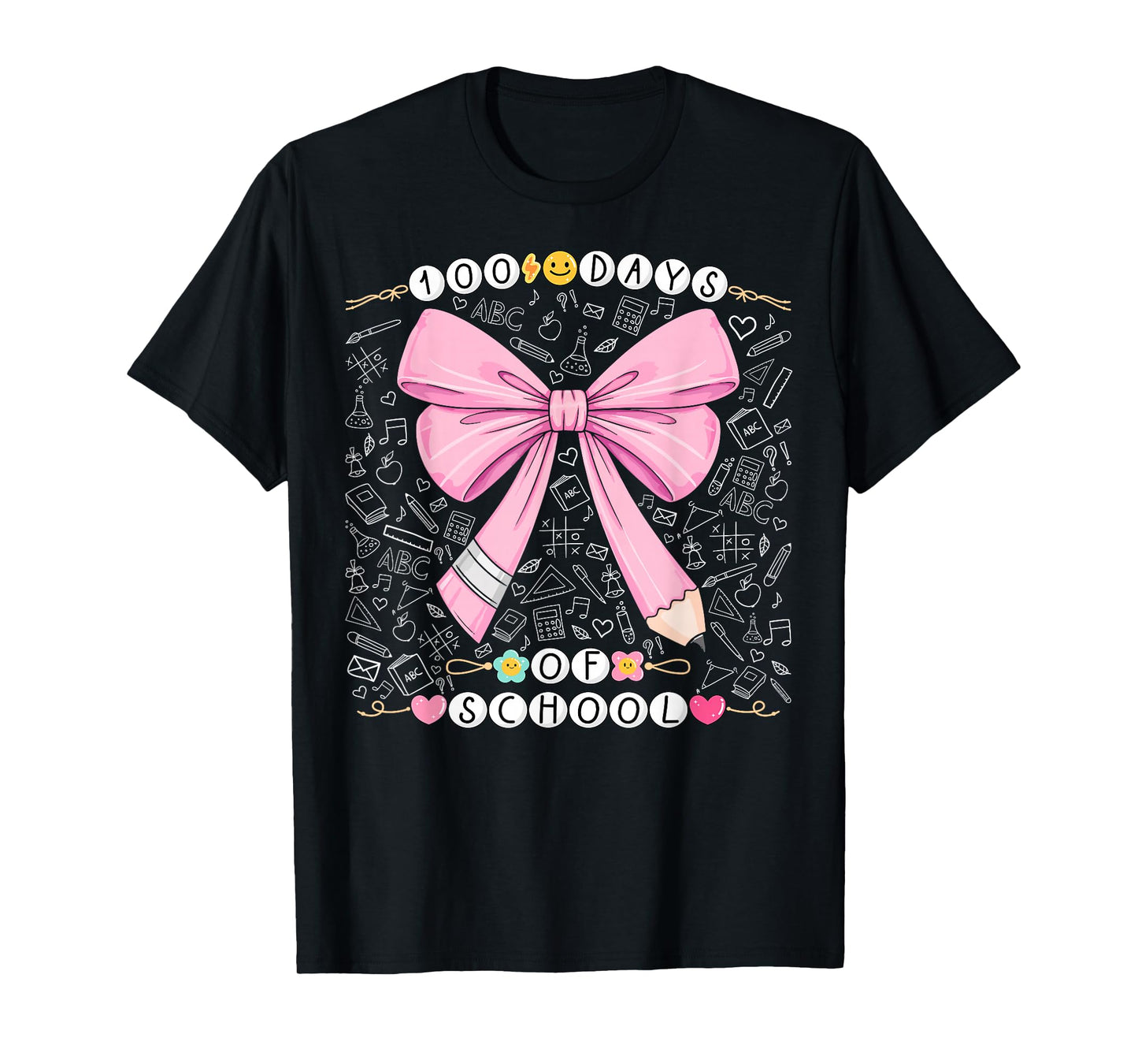 100 Days of School Girls Cute Pencil Coquette Bow Bracelet T-Shirt