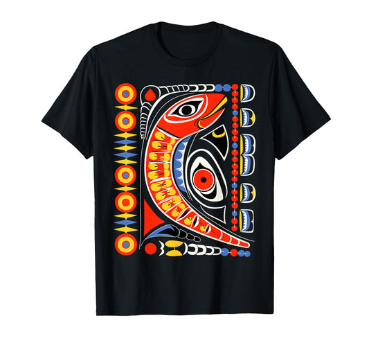 Salmon in Native American Salish Coast Style T-Shirt