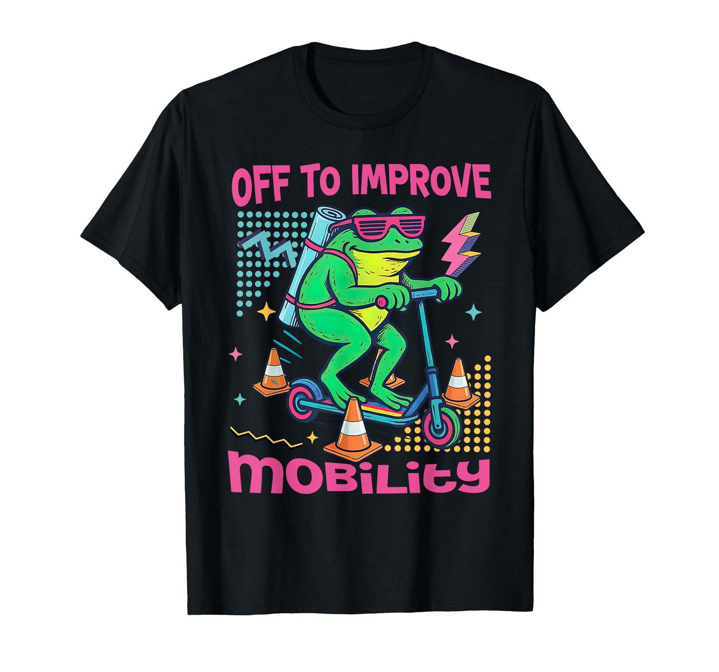 Off to Improve Mobility Retro Physical Therapy Frog Scooter T-Shirt