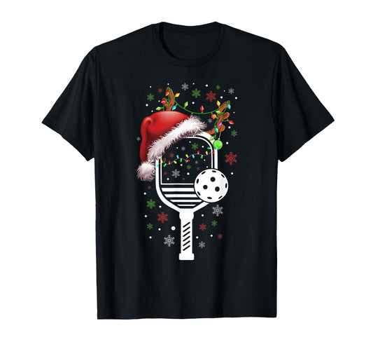 Pickleball Player Christmas Holiday Reindeer Xmas Women Men T-Shirt