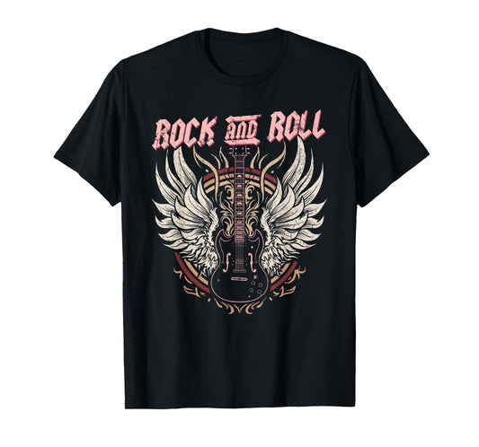 Rock & Roll Guitar Vintage ROCK Women Rock Band Music T-Shirt