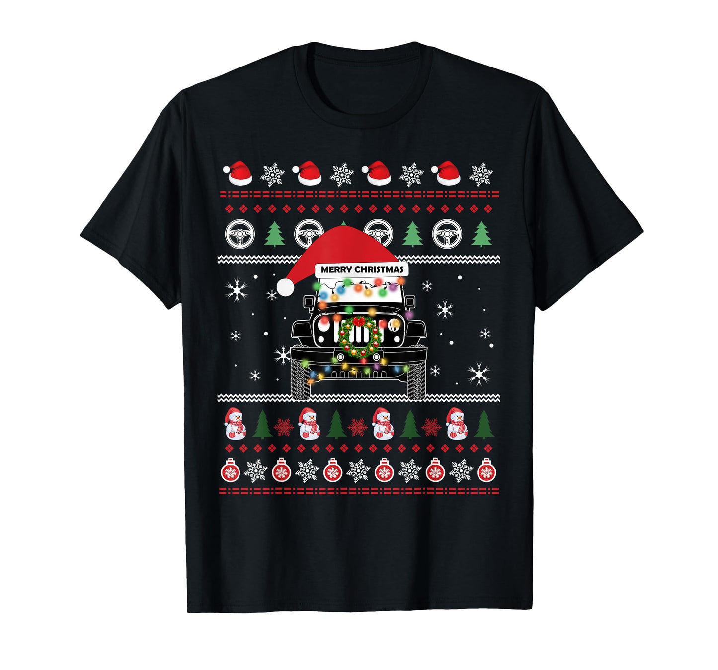 Merry Jeepmas Ugly Light Christmas T-Shirt