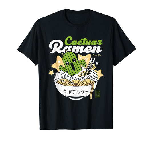 Cactuar Ramen Aesthetic T-Shirt, Small, Black