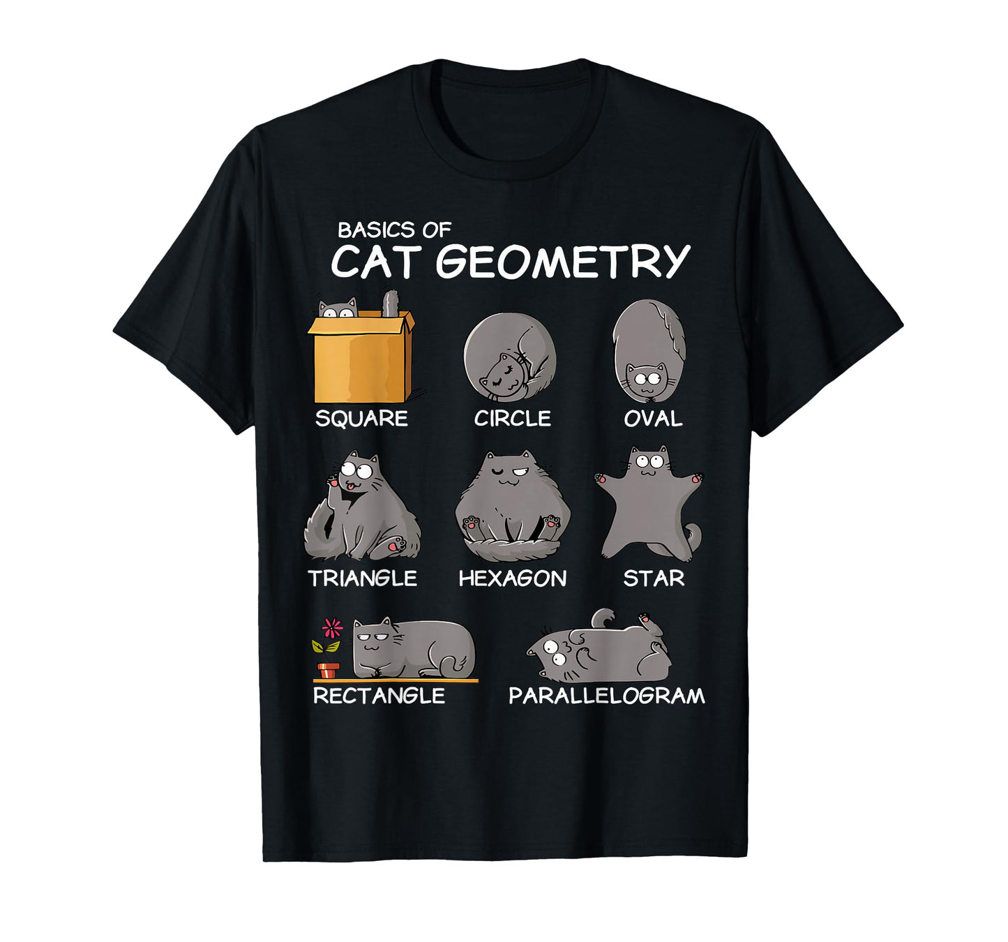 Cat Geometry Math Funny Cat Gifts For Cat Dad, Cat Mom, Kids T-Shirt, Small, Black