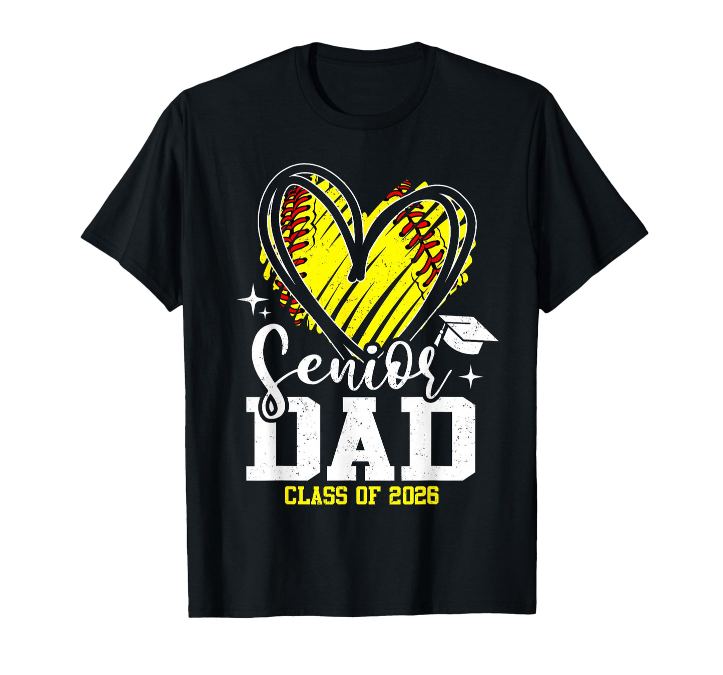 Senior Dad Class of 2026 Softball Graduation Heart T-Shirt