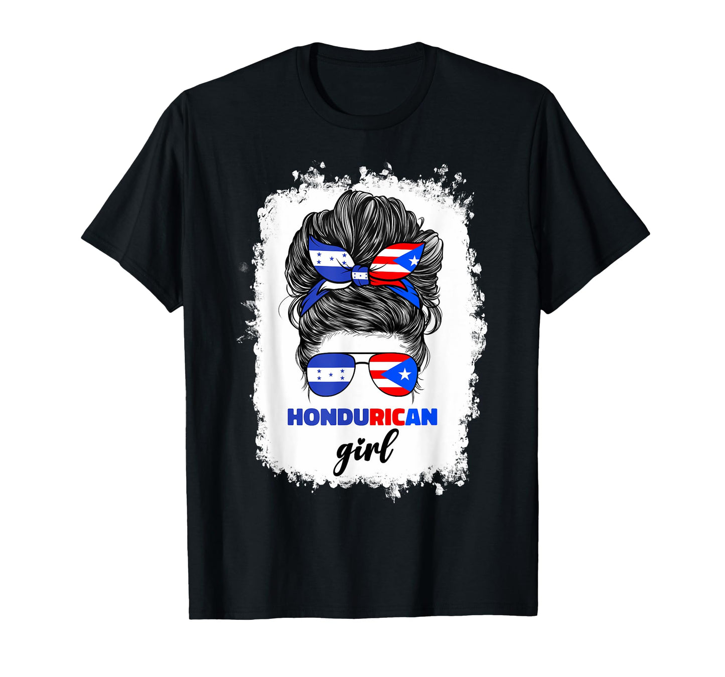 Half Honduran And Puerto Rican Rico Honduras Flag Girl Mix T-Shirt