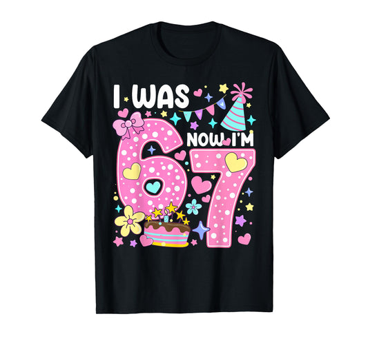 I was 6 Now I'm 7 Pink Polka Dot Seven Birthday Girl Party T-Shirt