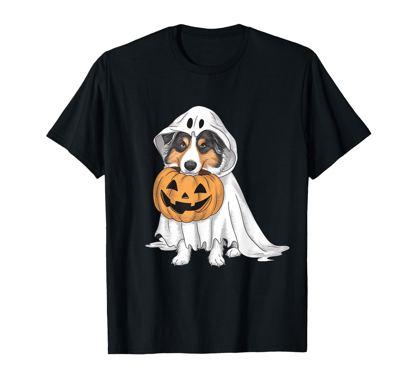 Australian Shepherd Ghost Dog Halloween T-Shirt for Men Women Kids