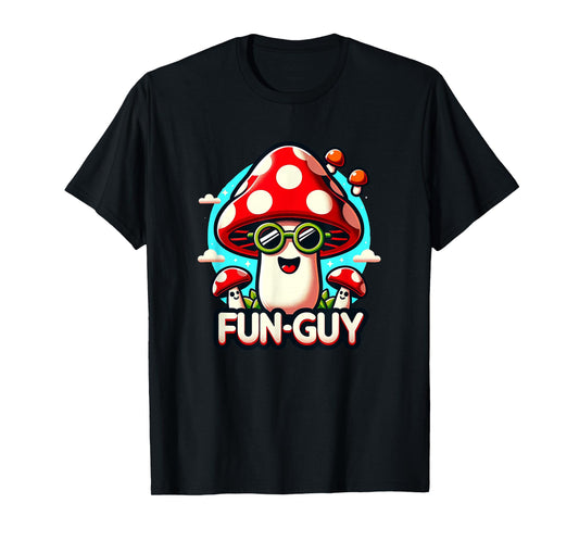 Kids & Toddler Fun Pun 'FUN-GUY' Funny Cute Mushroom Themed T-Shirt