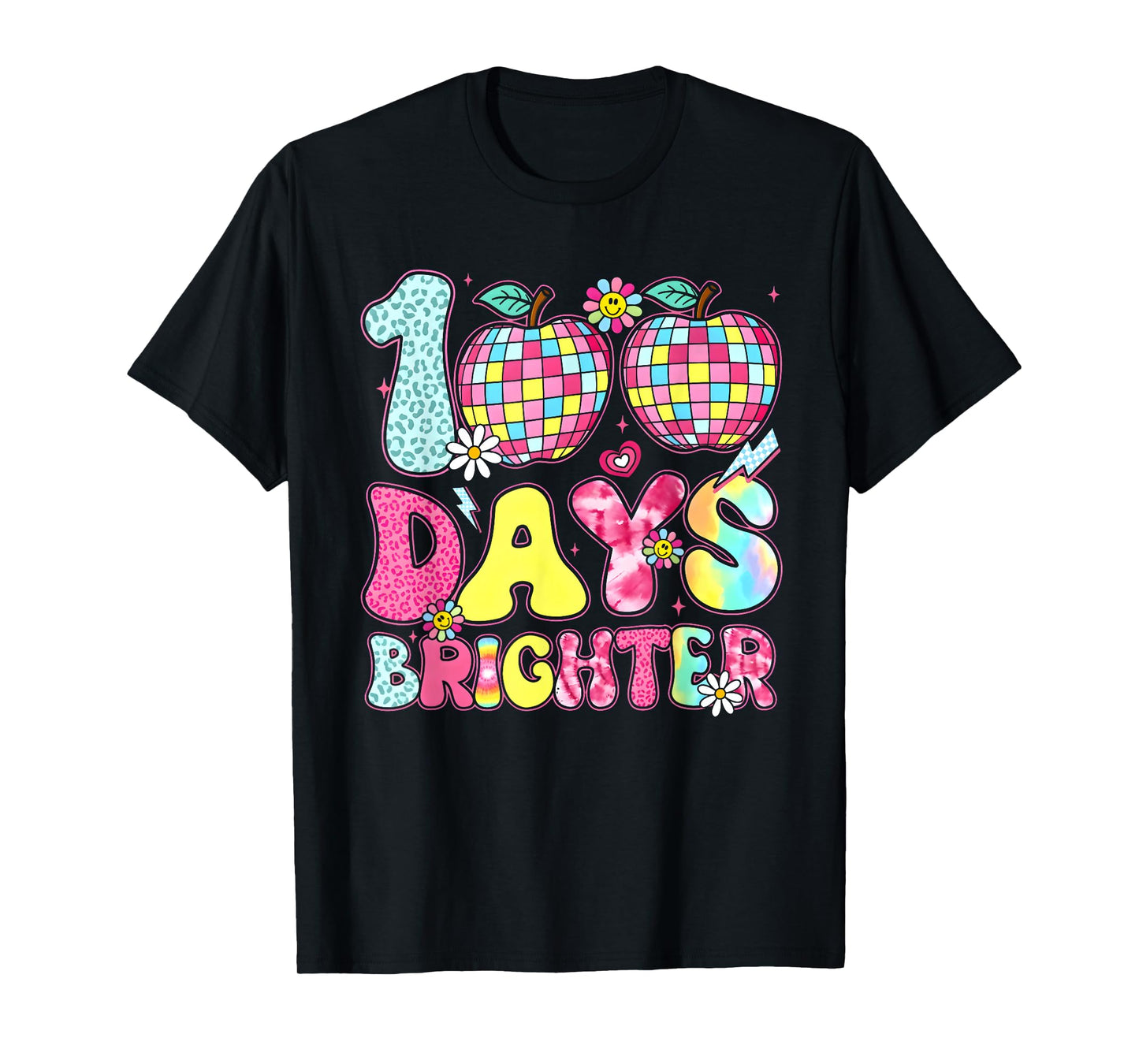 100 Days Brighter Happy 100 Days of School Teachers Kids T-Shirt