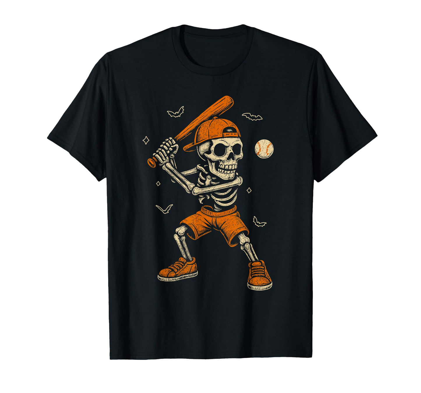 Skeleton Baseball Player Funny Costume Halloween Men Boys T-Shirt