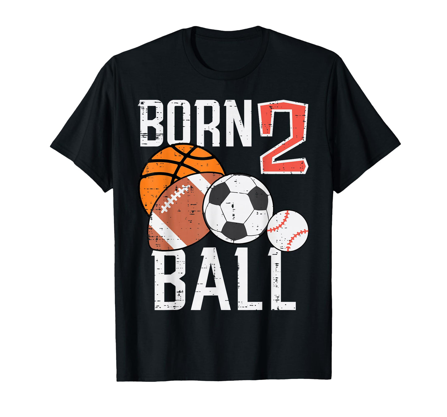 Born Basketball Football 2nd Birthday Toddler Boy Kid T-Shirt
