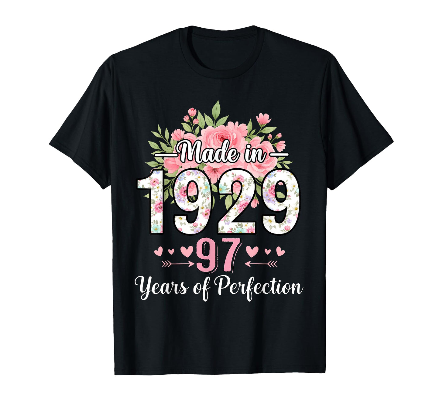 Made in 1929 Floral 97th Birthday Gifts Women 97 Years Old T-Shirt