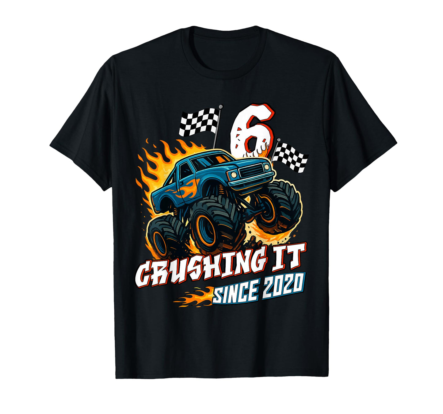 Birthday Monster Truck 6 Year Old Boys 6th Party Born 2020 T-Shirt
