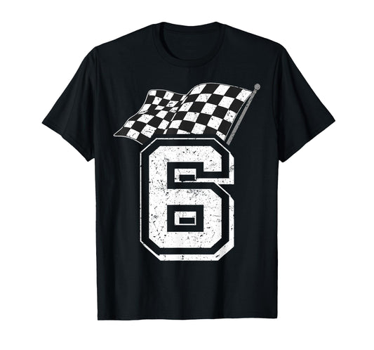 Birthday Boy Number 6 Racing Flag 6th Birthday Race Car T-Shirt