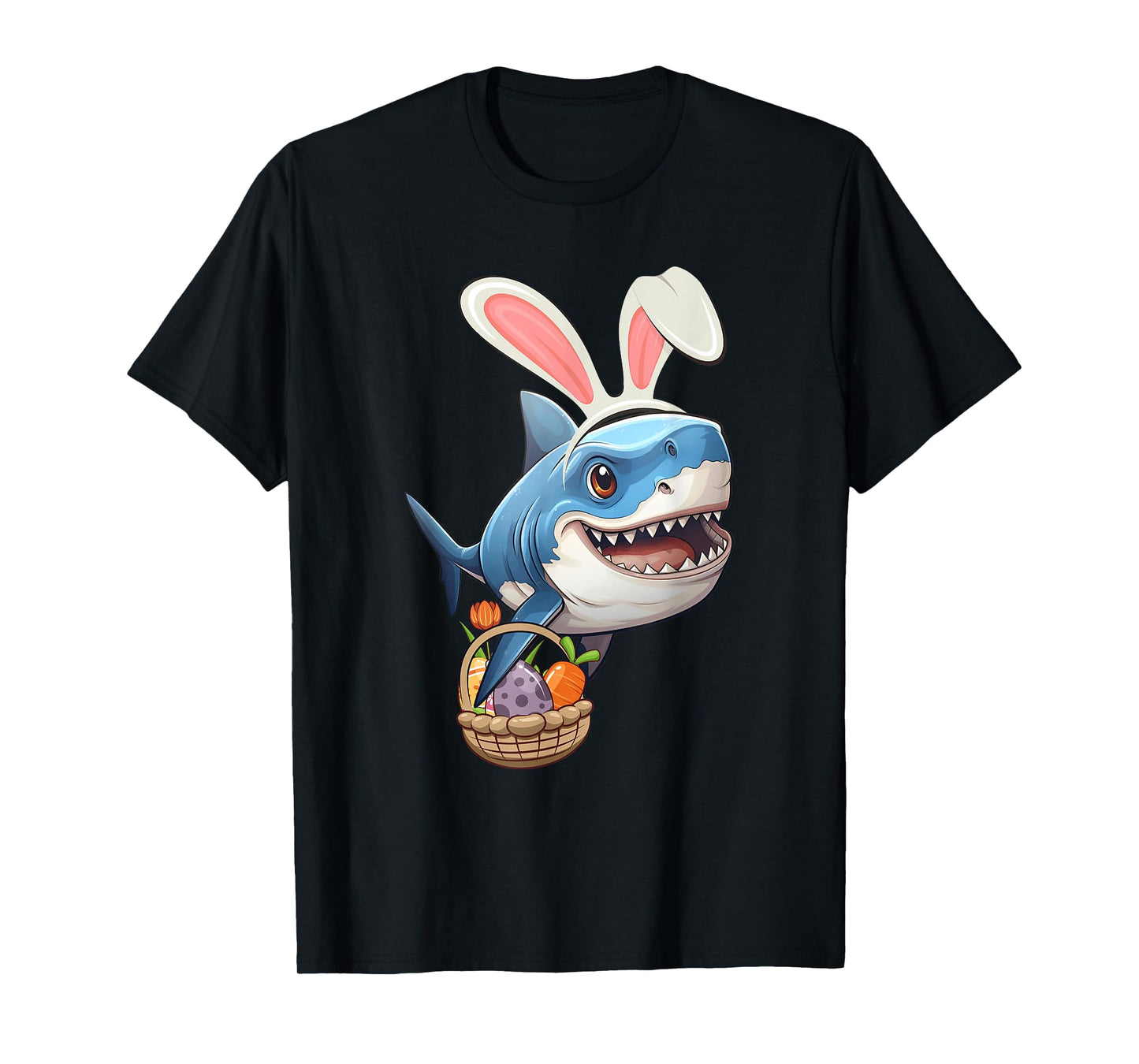 Bunny Shark Easter Eggs Basket Kids Boys Girls T-Shirt