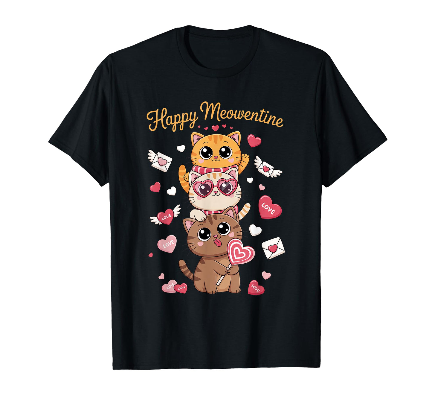 Happy Meowentines Cute Valentine Cat Lovers Girls Women Kid T-Shirt