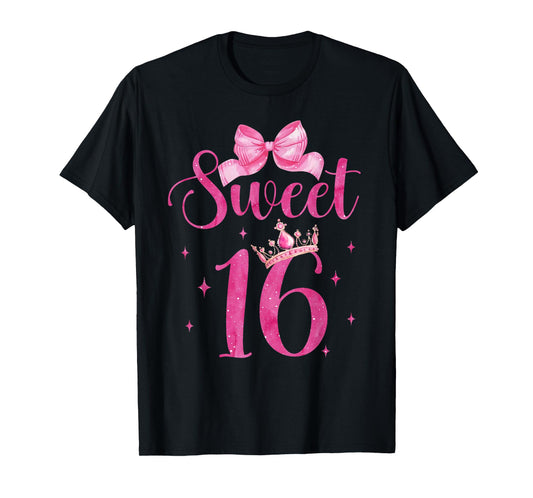 Sweet 16 Birthday Girl Coquette Aesthetic Pink Bow Birthday T-Shirt