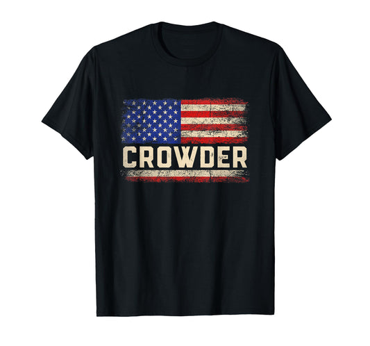 CROWDER Last Name Shirt CROWDER Name American Flag T-Shirt