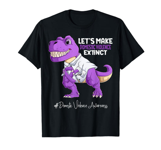 Purple Ribbon Trex Domestic Violence Awareness T-Shirt