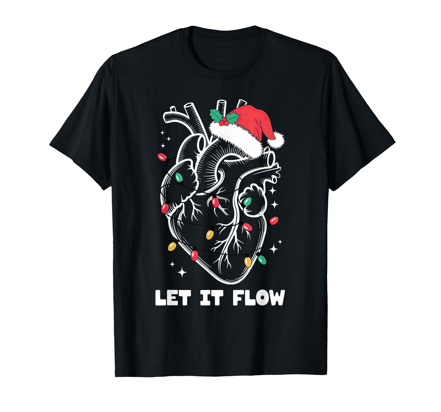 Let It Flow Anatomy Heart Santa Xmas T-Shirt
