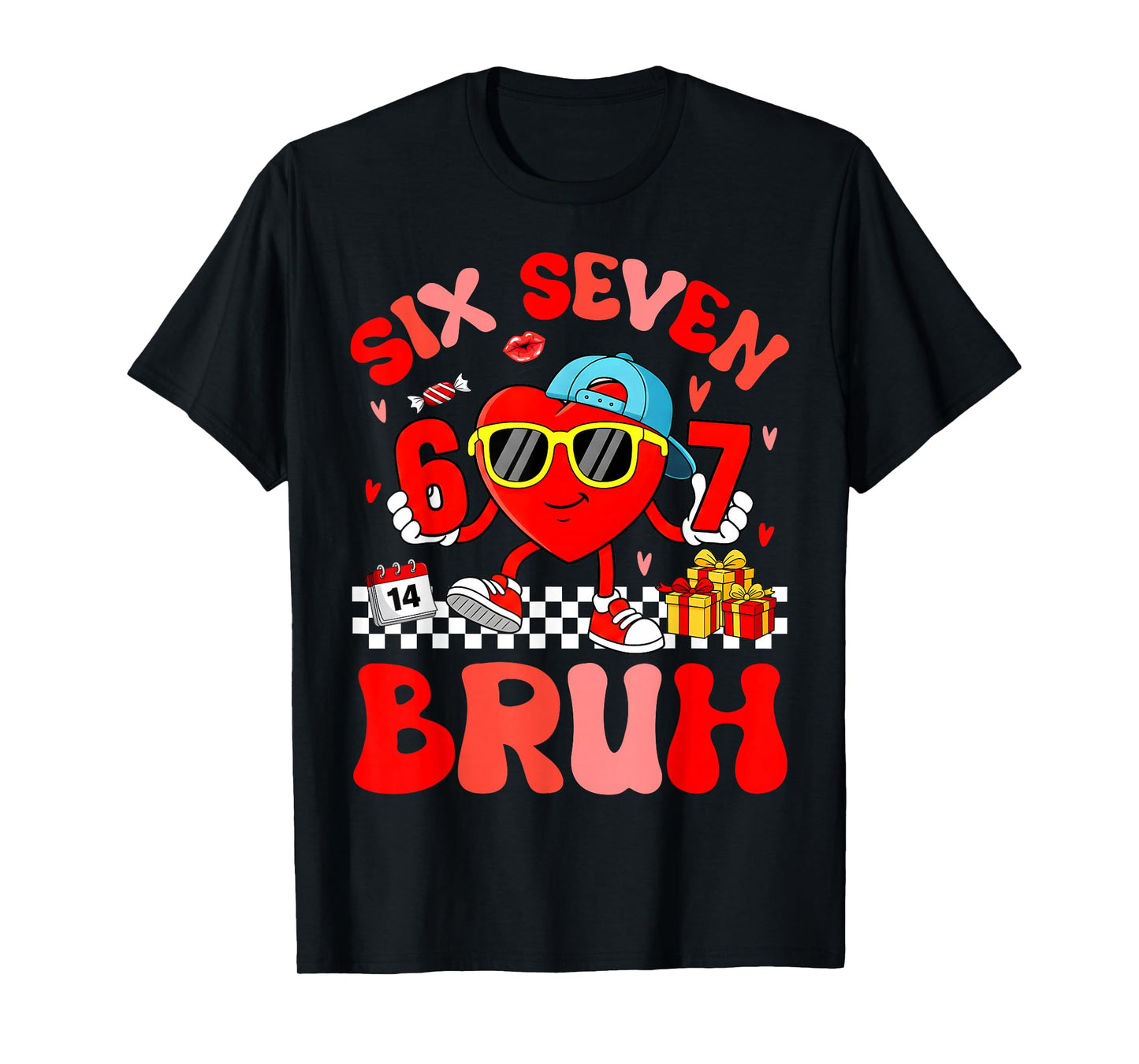 Funny Meme 67 Six Seven Bruh Valentine Heart Toddler Kid Boy T-Shirt