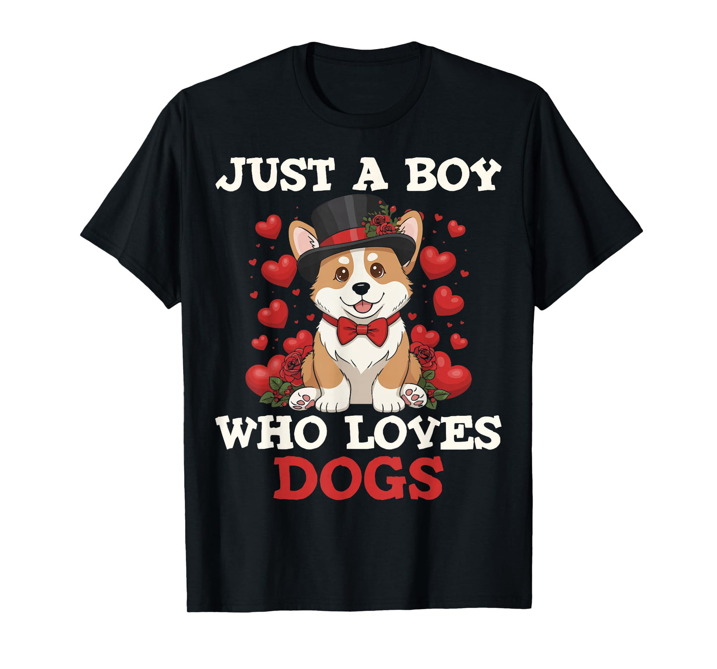 Just A Boy Who Loves Dogs Cute Corgi Dog Pet Animal Lovers T-Shirt