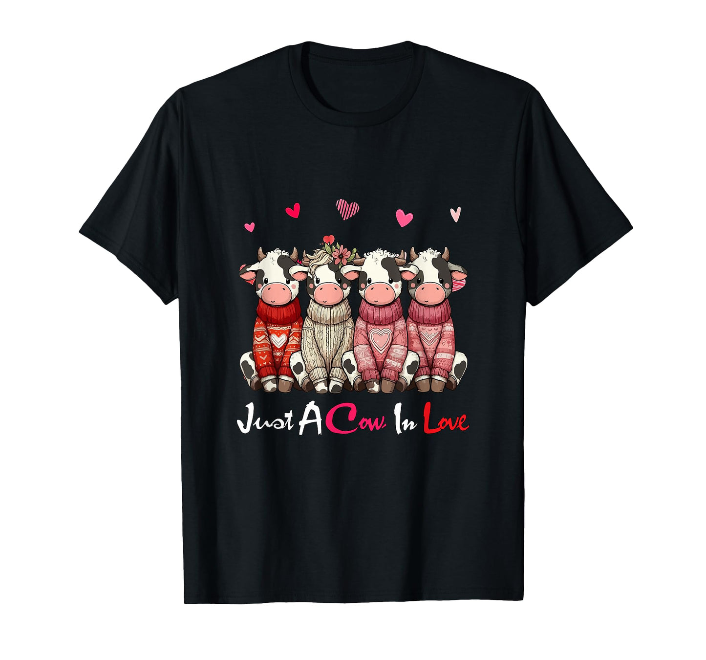 Just A Cow in Love Valentine's Day Group Cows Farmer Kids T-Shirt