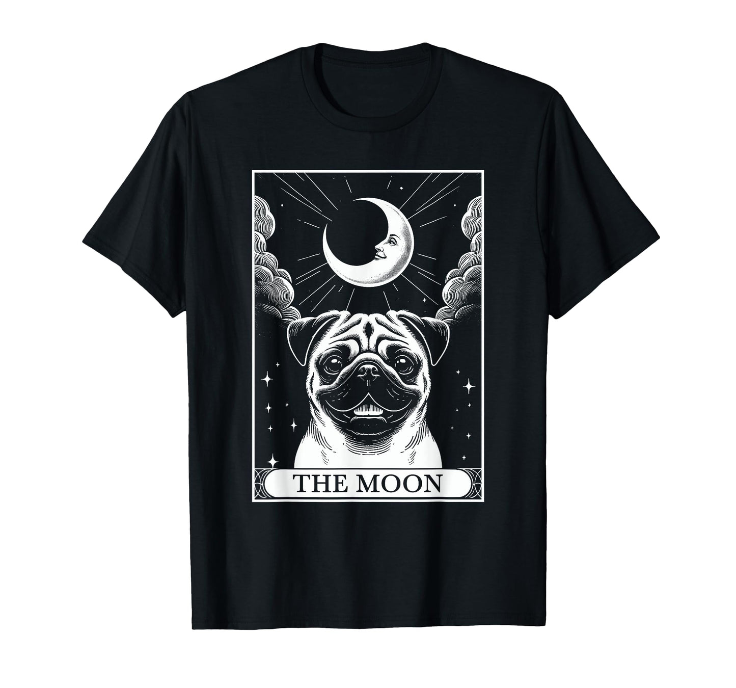 Tarot Card Vintage Crescent Moon Pug Mom Dog Lovers Men Women Kids T-Shirt