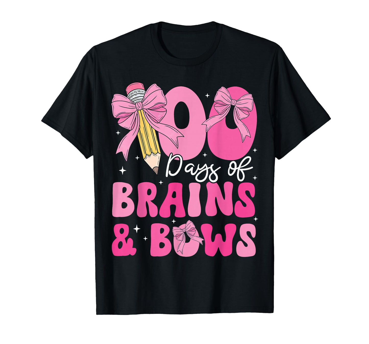 100 Days of School Brains and Bows 100th Day of School Girls T-Shirt