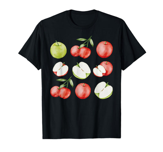 Watercolor Apples Fresh Fruit Art Vintage Nature T-Shirt