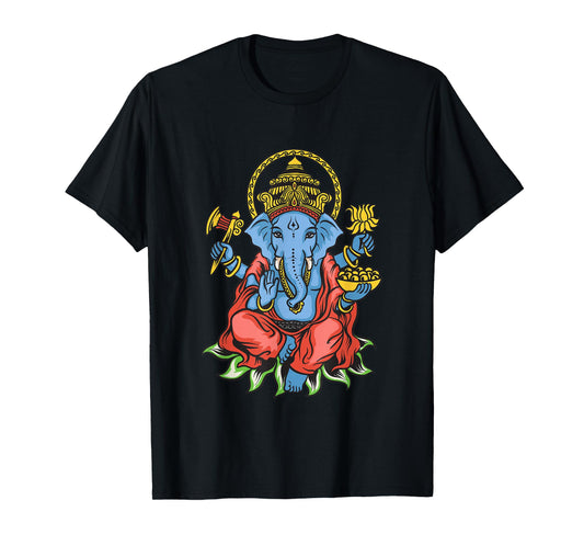 Spiritual Hindu God Ganesha Meditation Yoga T-Shirt