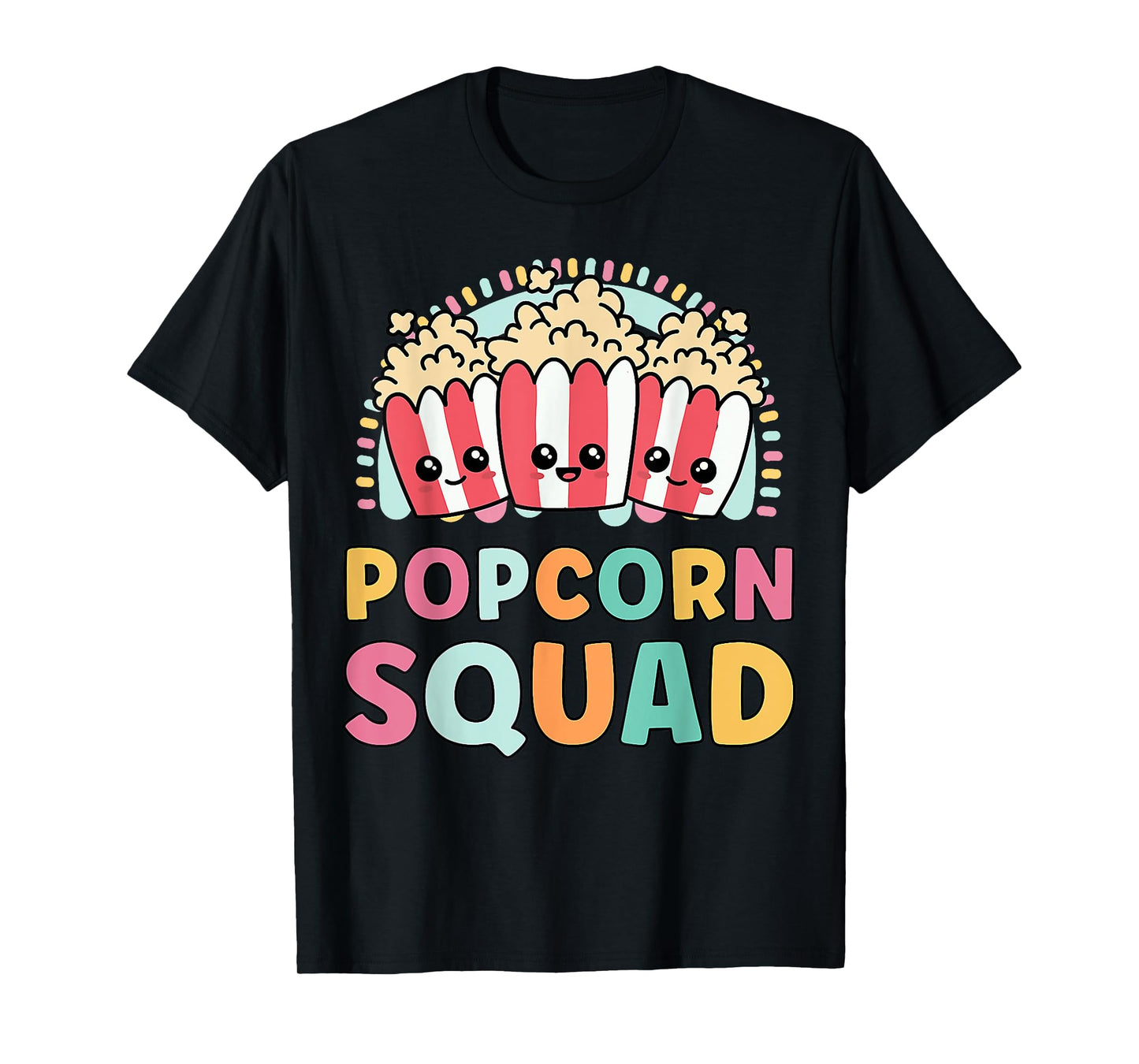 Cute Popcorn Design And Matching Popcorn Squad Outfit T-Shirt