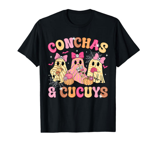Cute Conchas And Cucuys Ghost Funny Mexican Halloween Ghost T-Shirt