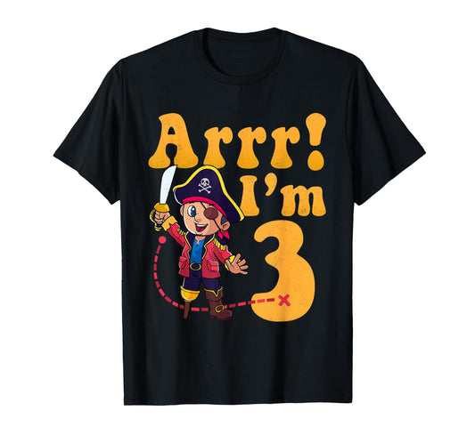 Kids 3rd Pirate Birthday Party Arrr I'm 3 Three Years Old T-Shirt