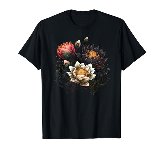 Lotus flowers Buddhism spiritual symbol yoga namaste blossom T-Shirt