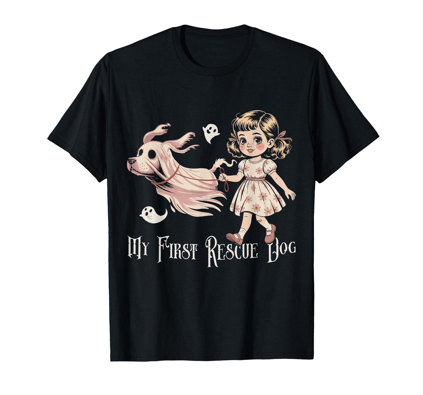 My First Rescue Dog Halloween Creepy Zombie Skeleton Ghost T-Shirt