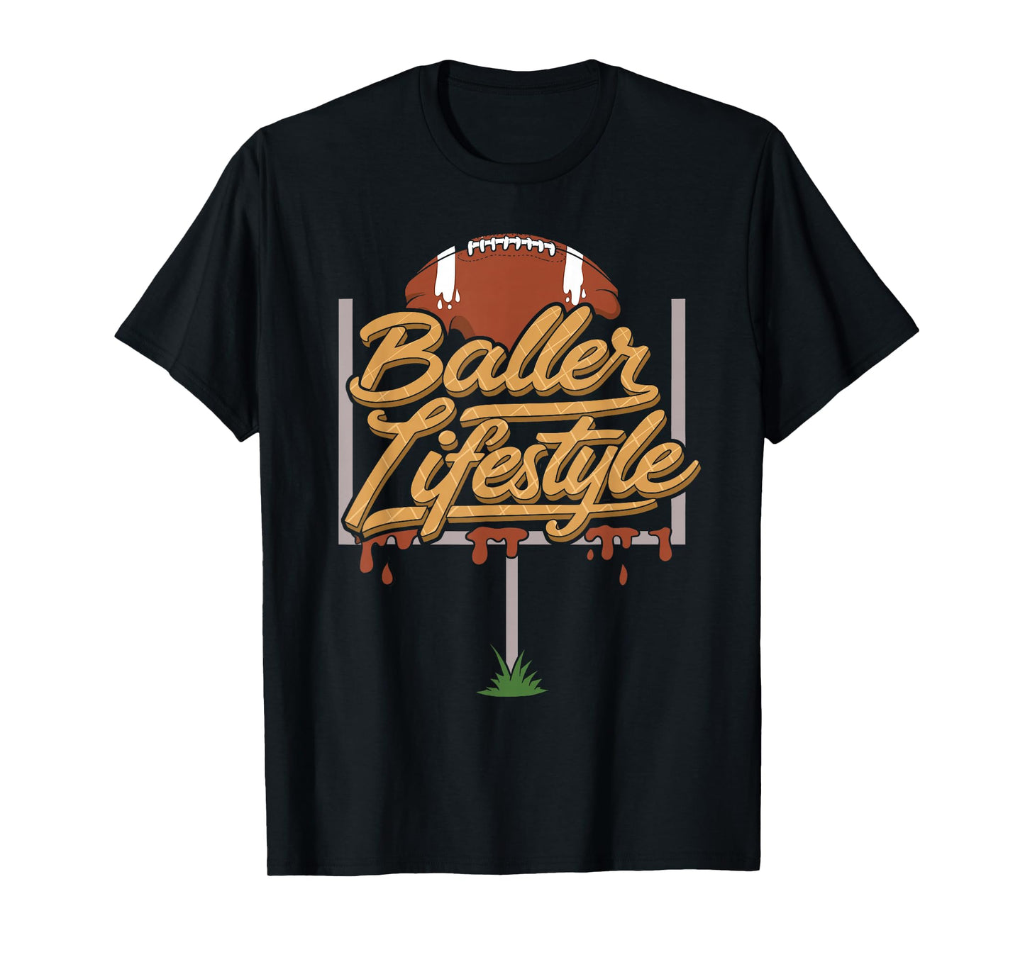 Baller Lifestyle Football Touchdown Season Game Day T-Shirt