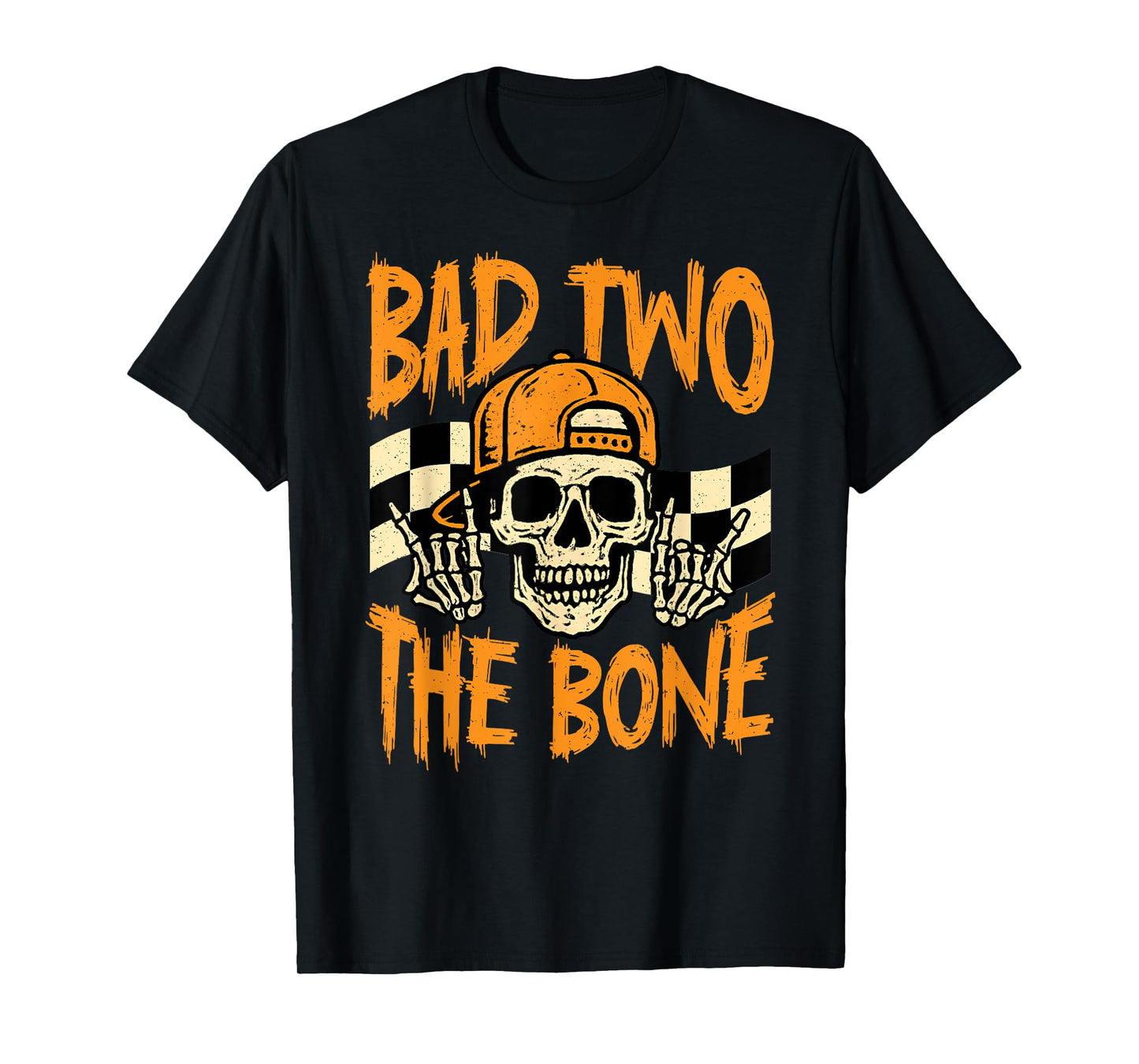 Bad Two The Bone Halloween 2nd Birthday 2 Year Old Kids Boys T-Shirt