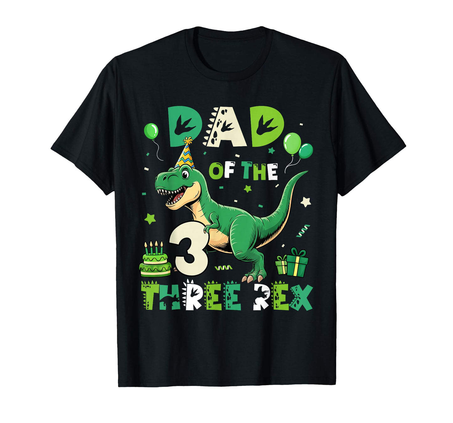 Dad of The Three Rex Birthday Dinosaur Family Matching T-Shirt